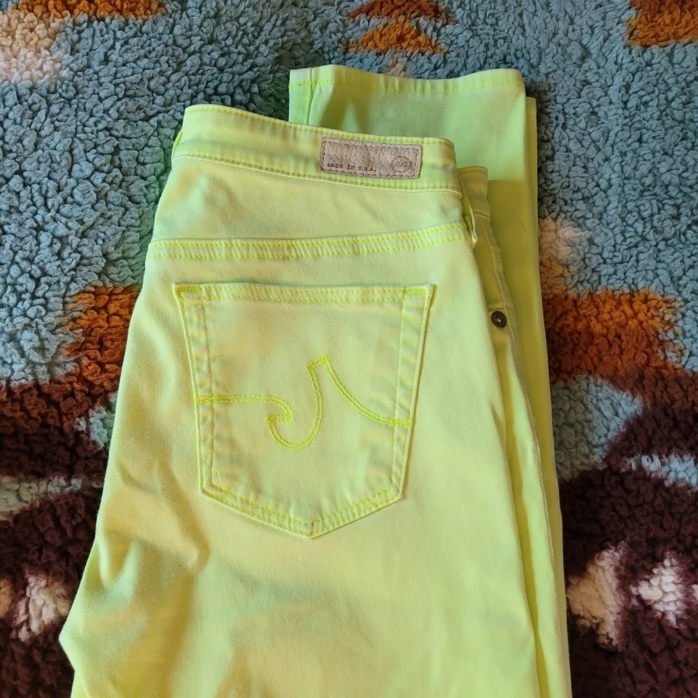 AG JEANS // ltd ed the stilt cigarette leg neon yellow sateen jeans - Picture 8 of 16